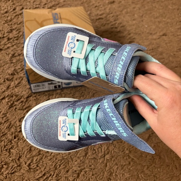 Skechers Kids' Gray Blue Aqua Sneakers NEW Sz 1 Glitter Sparkle Girls - Picture 6 of 7